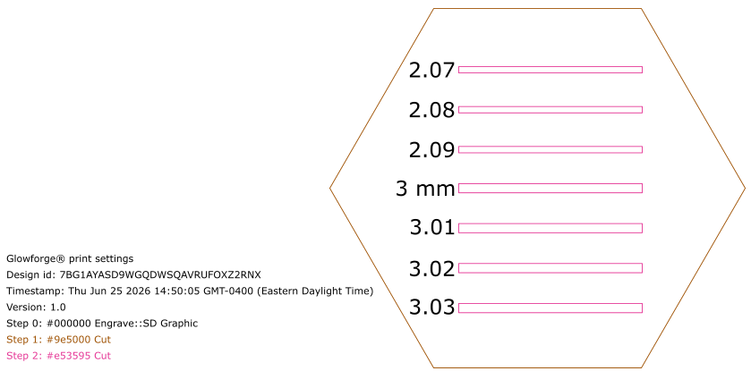 A selection of the colors that Glowforge uses to represent power and speed settings.